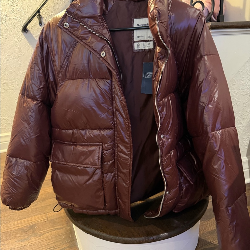 Abercrombie & Fitch Maroon Puffer Jacket